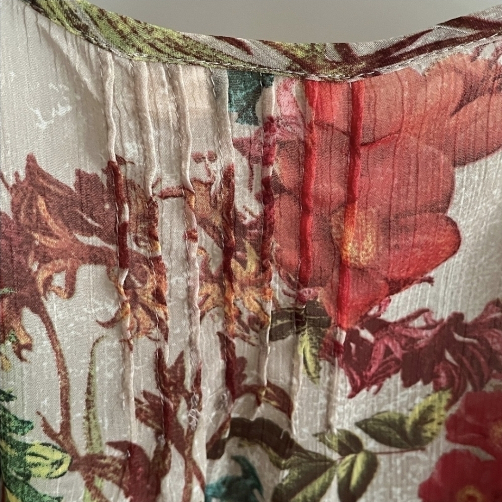 Anthropologie Meadow Rue Roselle Floral Print Semi-sheer Lace Blouse, Sz Small  - Picture 9 of 13